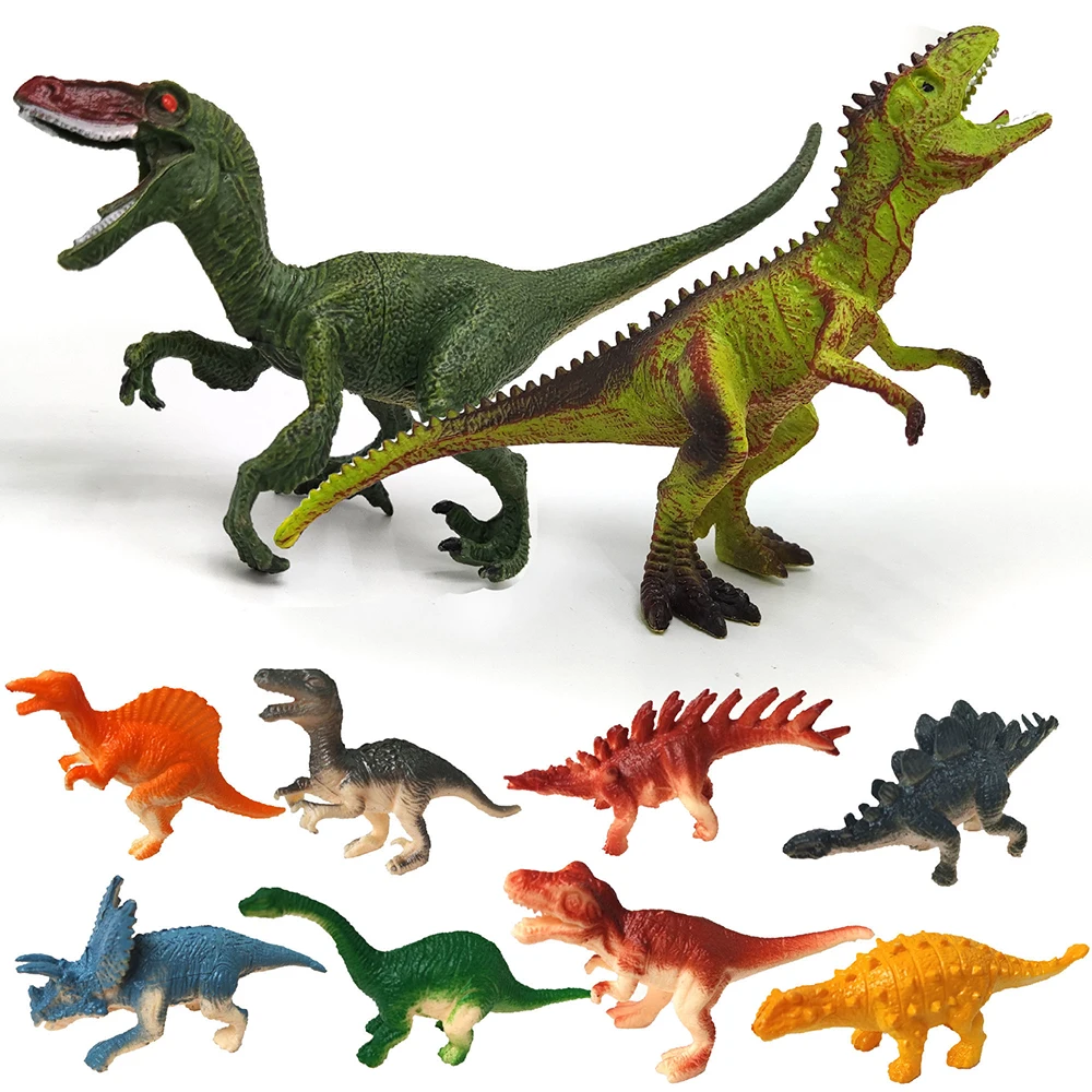 Figuras de acción de dinosaurios para niños, juguetes de dinosaurios de plástico realistas para niños, 10 piezas, crea un mundo de dinosaurios para