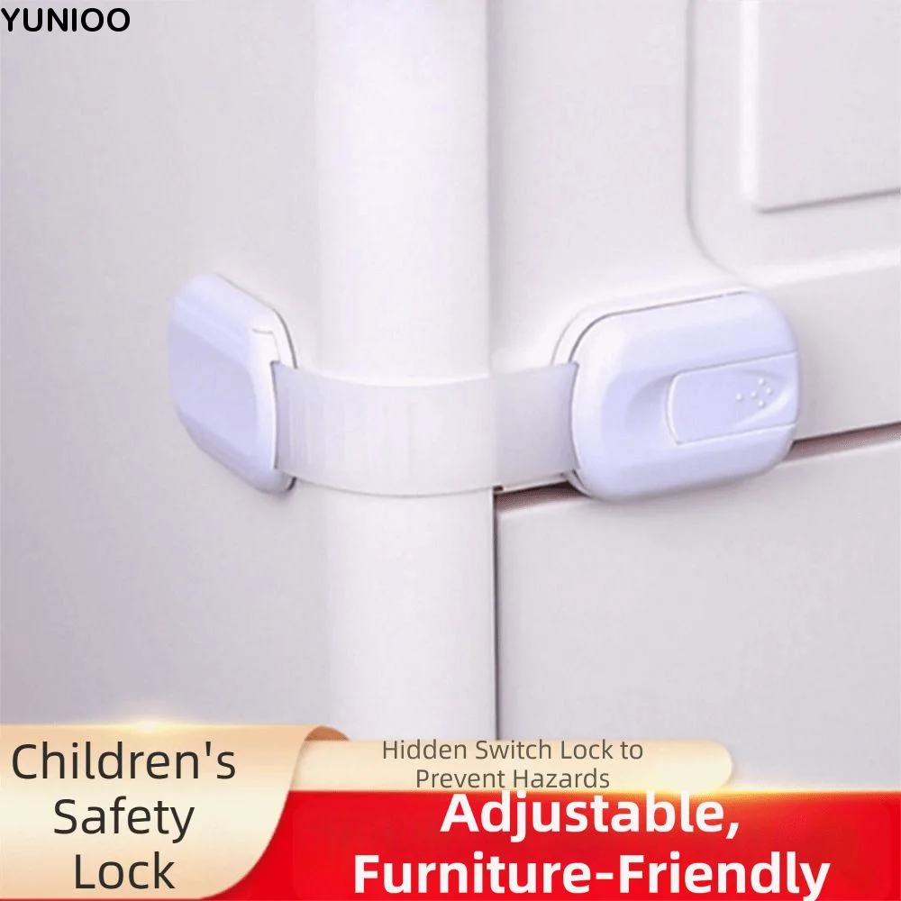 Cerraduras de seguridad ajustables para bebés, almohadillas adhesivas duraderas sin perforaciones, cerradura de seguridad con doble hebilla, sin tornillos, para gabinete, uso doméstico, 6 uds.