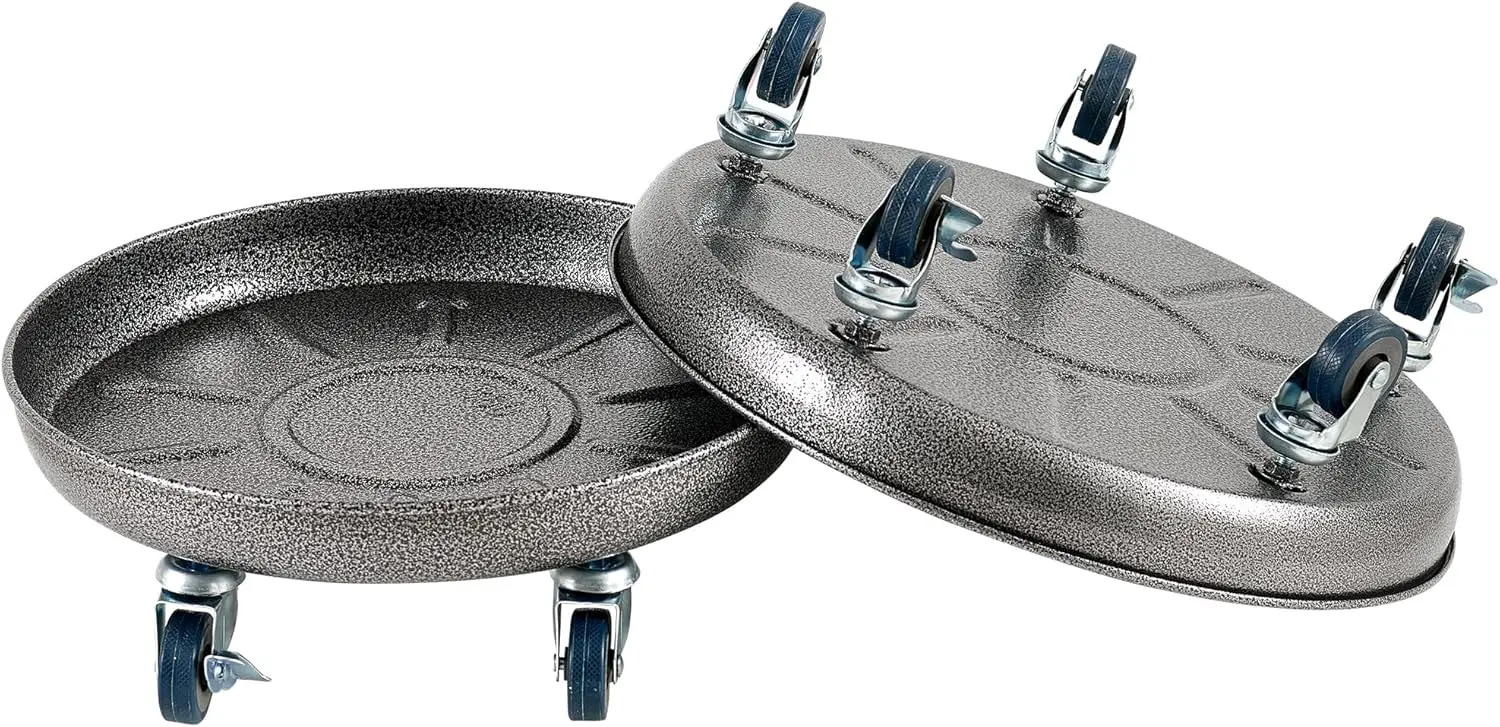 

Подставка для растений на колесах, 2 шт., серебристая, усиленная, с универсальными колесами, круглая тележка для горшков, для использования в помещении и на улице, 14 дюймов