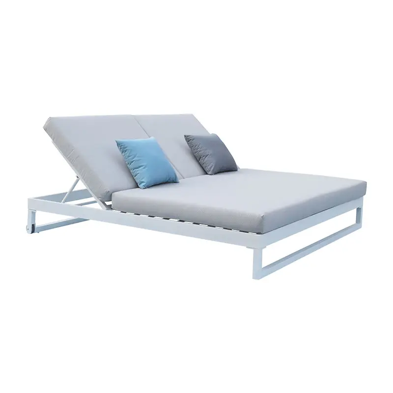 

Hot Selling Furniture Beach Canopy Outdoor Pool Chairs Sun Lounger Aluminum Double Sunbed