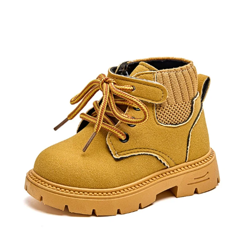 

2025 New Autumn Children Boots Pu Leather Boys Shoes Rubber Sole Ankle Boots For Girls Zip Side Fashion Toddler Baby Shoes