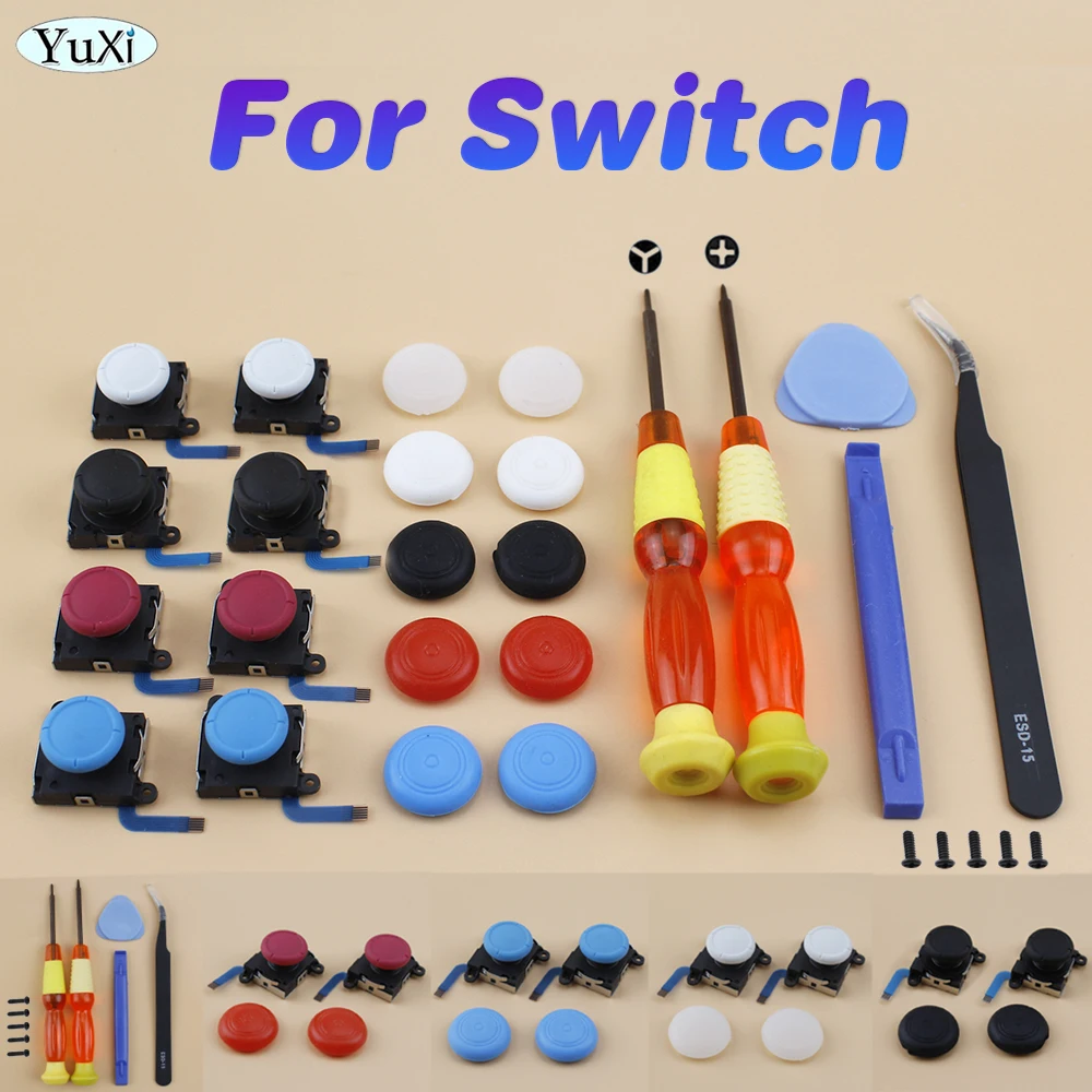 1Set Joystick Sensor Module For Switch Joy Con Analog ThumbStick Non-slip Silicone Cap Cover For Nintend NS Repair Tool Kit