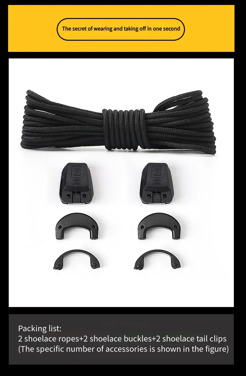1 Paar Schnellschnürsysteme Runde Schuhbänder Elastische Schnürsenkel Ohne Binden Schnürsenkel ohne Binden für Sneaker Schnellverschluss Verstellbare Schnalle – Detail 2