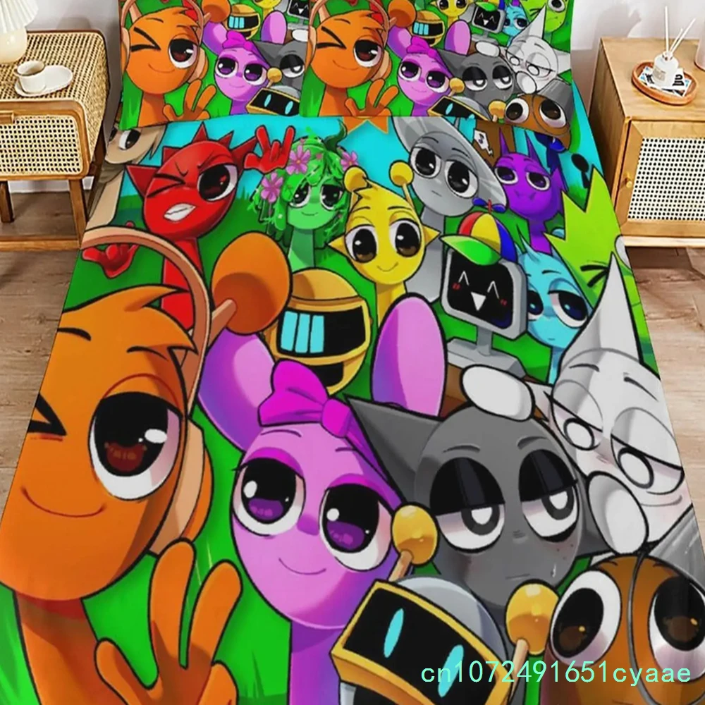 3D Printed Game Sprunki Bedding Set Music Game Incredibox Duvet Cover Set With Pillowcases Kids For Bedroom Quilt Cover