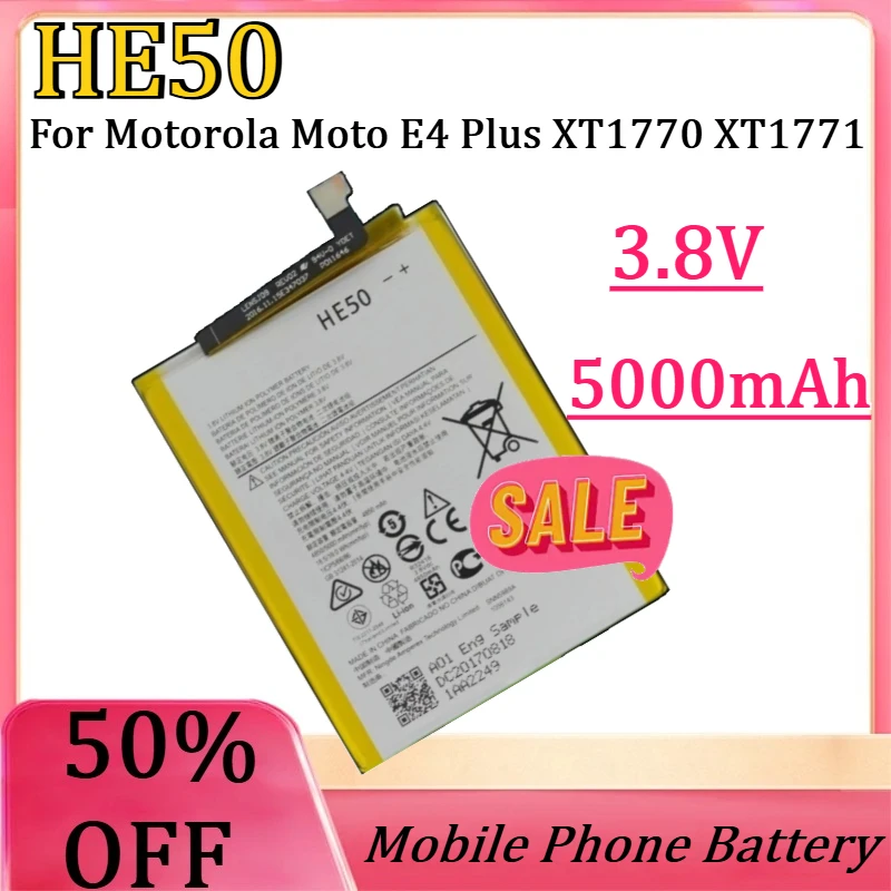 Nueva batería HE50 de alta calidad de 5000mAh para Motorola Moto E4 Plus XT1770 XT1771 XT1775 XT1774 XT1776
