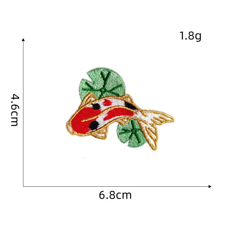 Chinese Stijl Karper Vis Geborduurde Patches Strepen Klassieke Etnische Karper Koi Borduurpatch DIY Patches Applique Doek Stickers