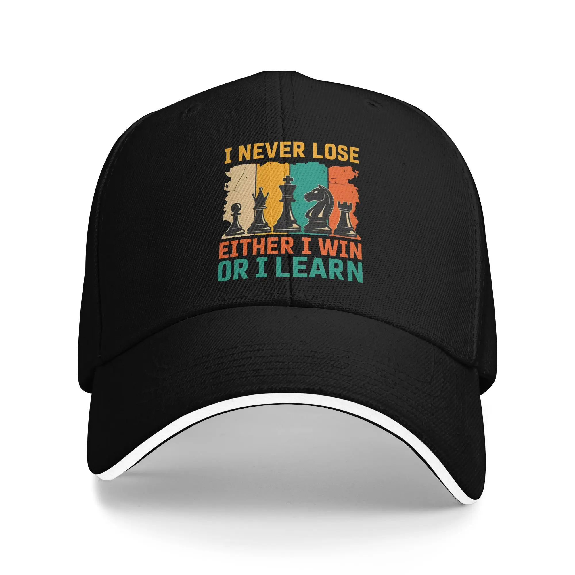 Summer I Never Lose Either I Win Or I Learn Baseball Caps Unisex Trucker Hat  Chess Lovers Daily Golf Adjustable Fit Sun Caps
