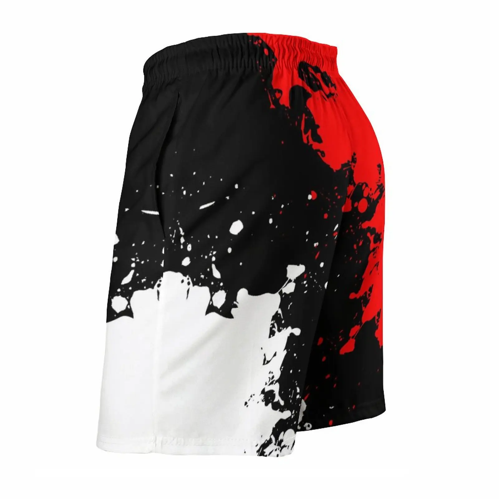 Men\'s Beach Shorts Summer Red black white 3D Print Swimwear Shorts Breathable Surf Board Shorts Quick Dry Casual Sportwear Swim