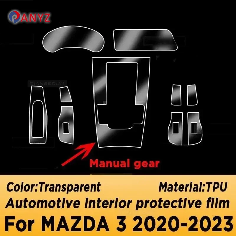 Für Mazda 3 2019-2023 Auto Innen Film Dashboard klavier bord Shift mittelkonsole Anti-scratch transparente TPU PPF Film