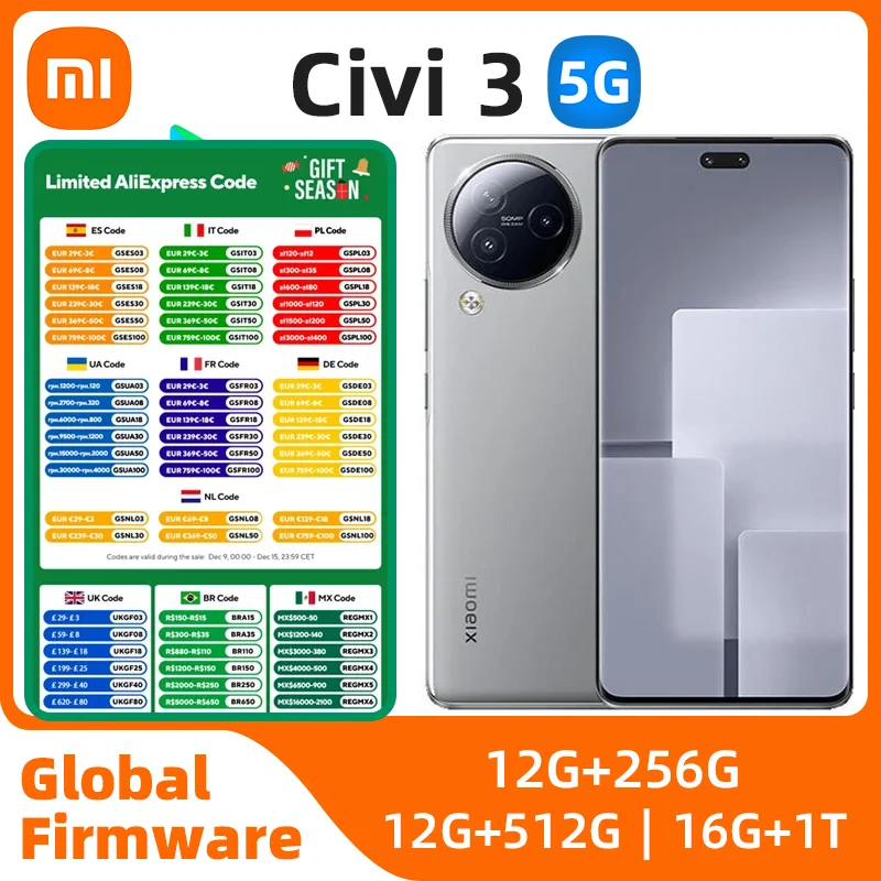 Xiaomi Civi 3 5g SmartPhone CPU Dimensity8200-Ultra 6.55 "OLED 120 Hz Ekran 50 MP Aparat 4500 mAh 67 W Ładowanie Oryginalny używany telefon