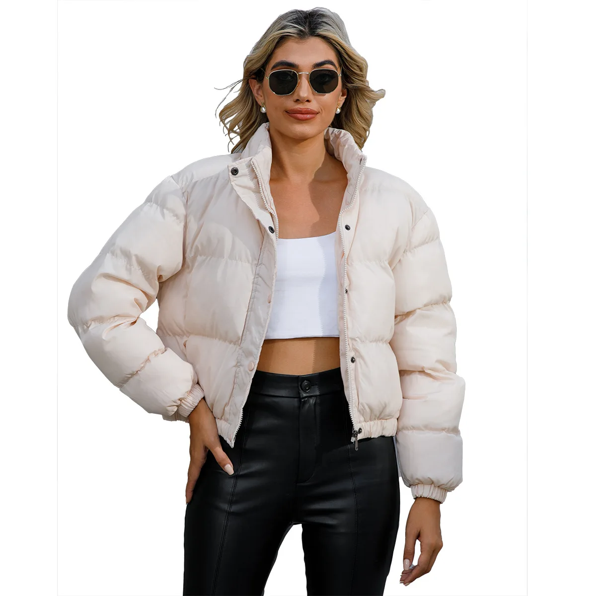 Autumn and winter Women\'s Clothing short-style Quilted Coats long-sleeved high-necked warm coat loose casual cotton coat Jackets