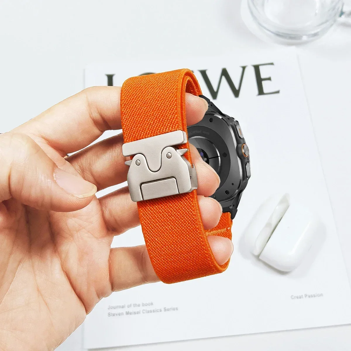 Nylon Strap for Samsung Galaxy Watch Ultra 47mm No Gaps Braided Elastic Loop Band Bracelet for Galaxy Watch Ultra 47mm Watchband image 4