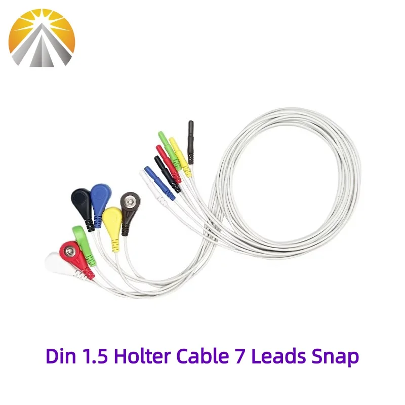 Holter Recorder ECG Patient Cable Din 1.5 7 Leads Snap 4.0 IEC Standard for Din1.5 MM Holter Recorder Medical Instruments
