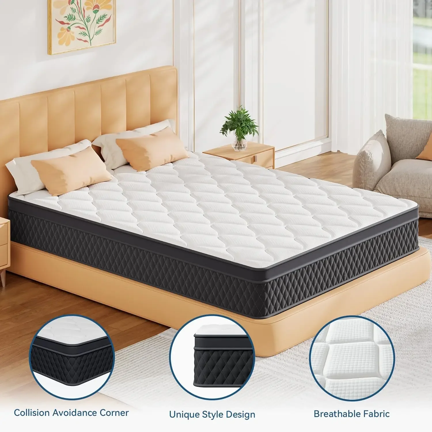 

10 Inch King Mattress in a Box, Memory Foam Hybrid Mattress with Individually Pocketed Springs for Isolate Motion