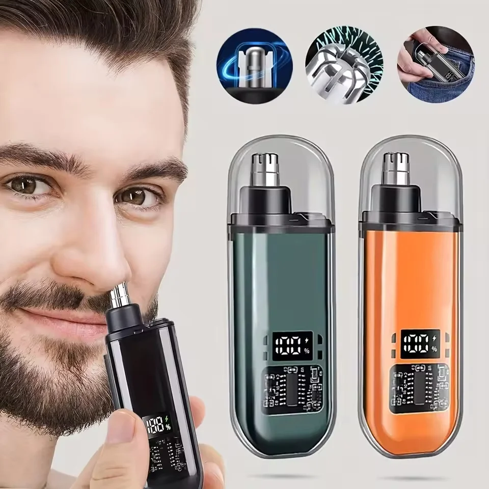 Recortador de pelo de nariz para hombres, Mini removedor de pelo de nariz portátil, recortador recargable por USB para nariz y orejas, cortador de pelo de nariz eléctrico