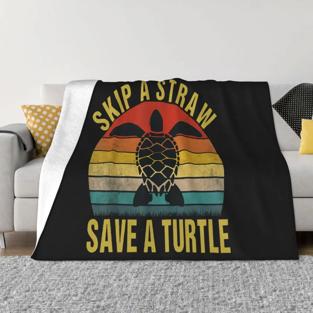 Cross Straw Save Turtle Vintage Mens Retro Cotton Halloween Best Selling Comical Middle Aged Throw Blanket