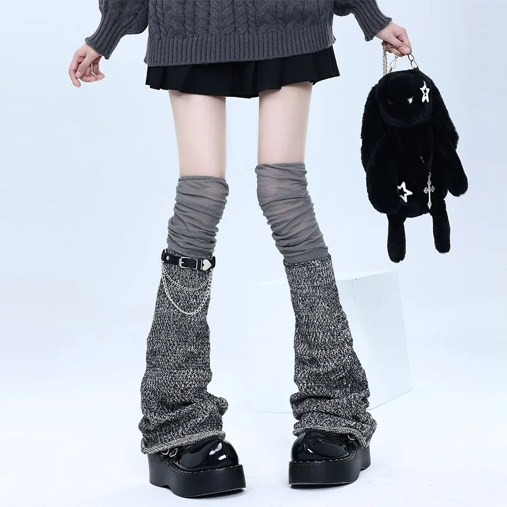 

Harajuku Long Length Lace Leg Warmer Lace Trim Keep Warm Thigh High Socks Flare Design Y2k Socks Japanese Style