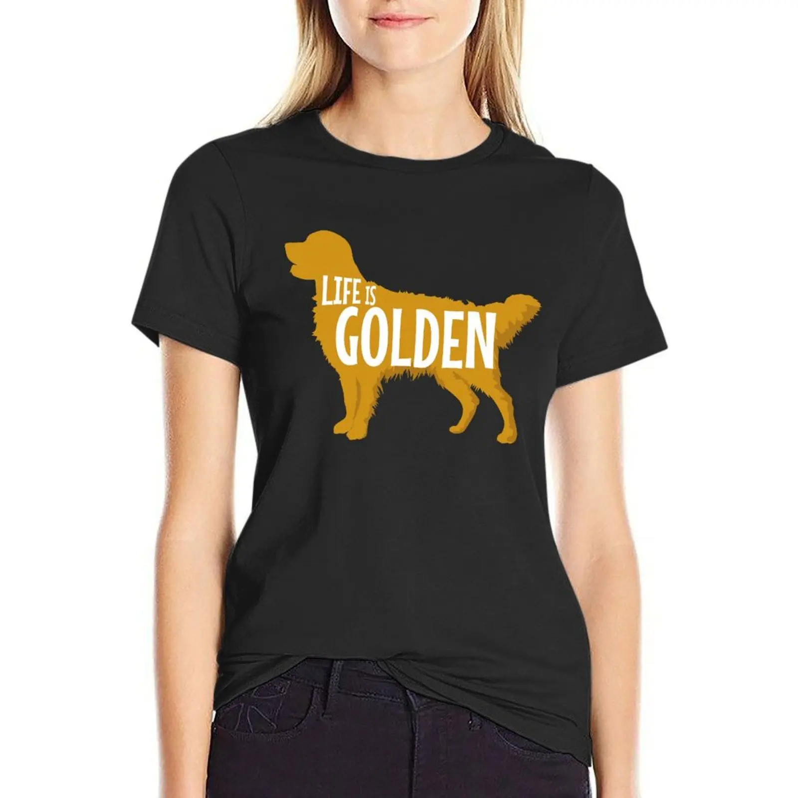 Life Is Golden For Golden Retriever Lovers T-Shirt kawaii clothes funny korean fashion western t shirts for Women