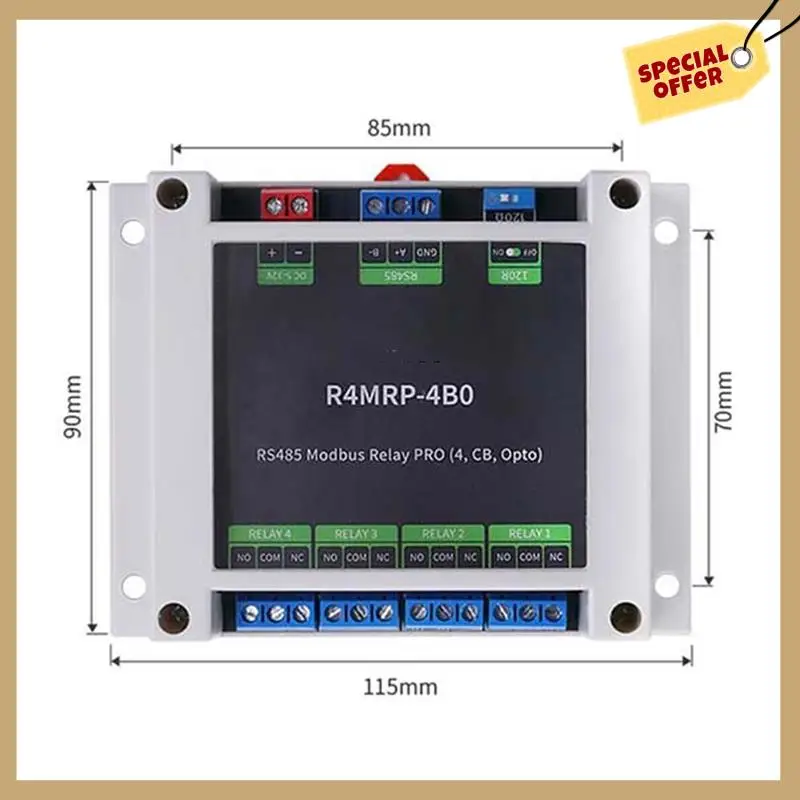 RS485 Modbus Relay PRO 4CH Relay Module RS485 Interface Relay Modbus RTU Protocol Control Optocoupler Isolation