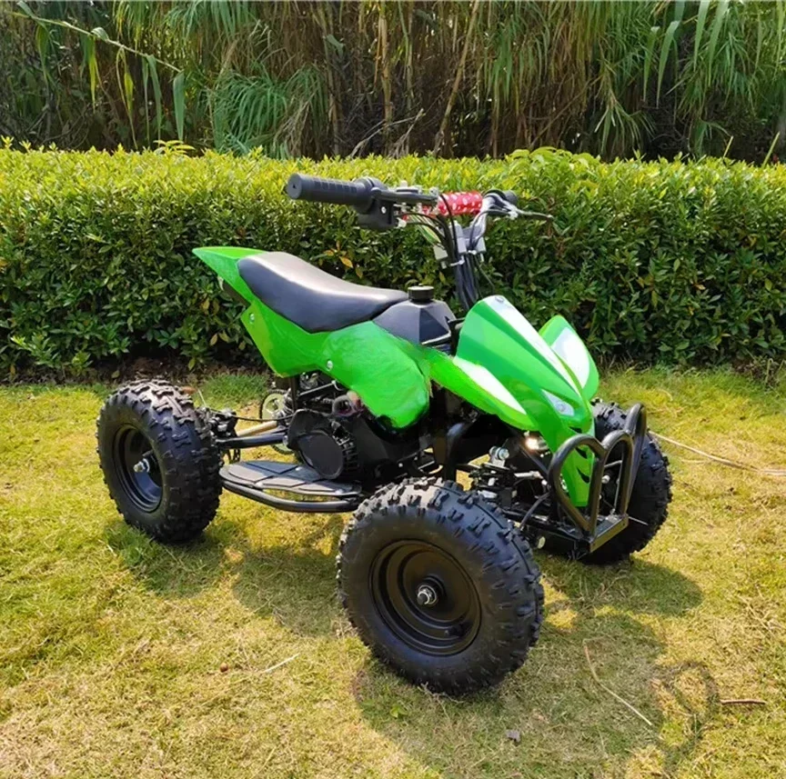 49cc Small ATV Quad 4 Wheeler Buggy 2 Stroke, Minor Motocross Bike Single Bar Air-cooled, Gas/Electric Powered Off-Road Vehicle