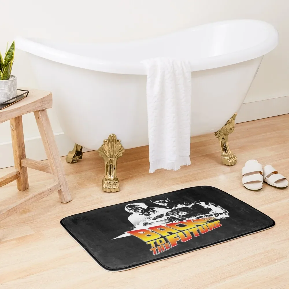 

Back to the Future - DeLorean Fire Tracks, Marty and Doc Stencil Fan Art Bath Mat Carpets For Bathroom Non-Slip Shower Mat