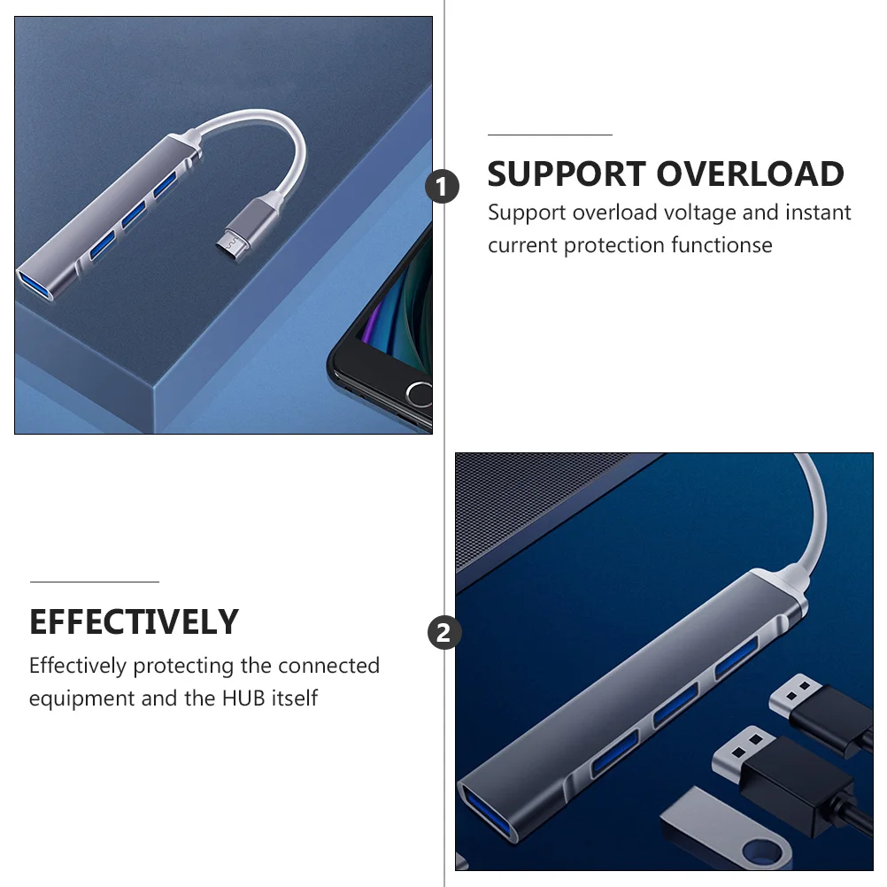 

Portable Type High speed Multi Port Adapter USB3 0 2 0 Compatible Overload Protection Party