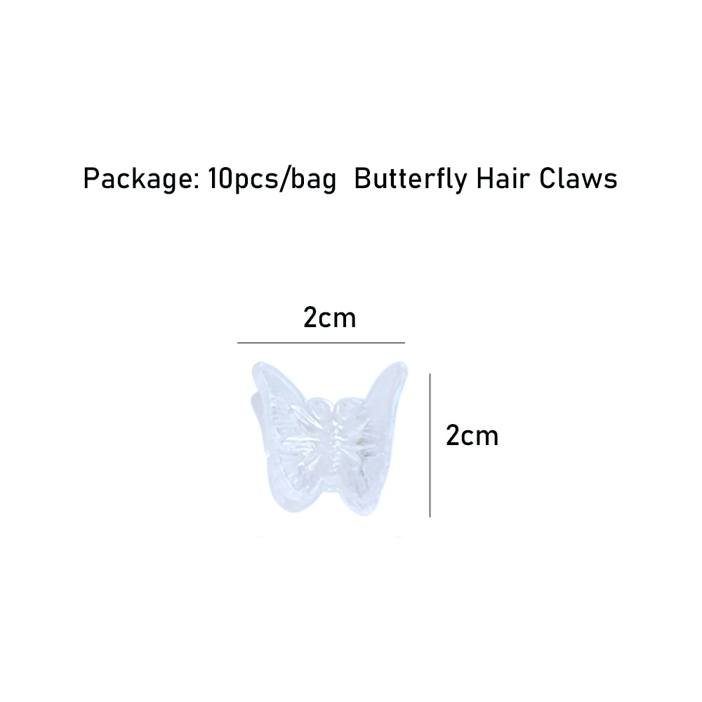 10pcs Mini Butterfly Hair Claw Transparent Resin Sweet Hairpin Aurora Barrettes Fashion Exquisite Hair Accessories For Women