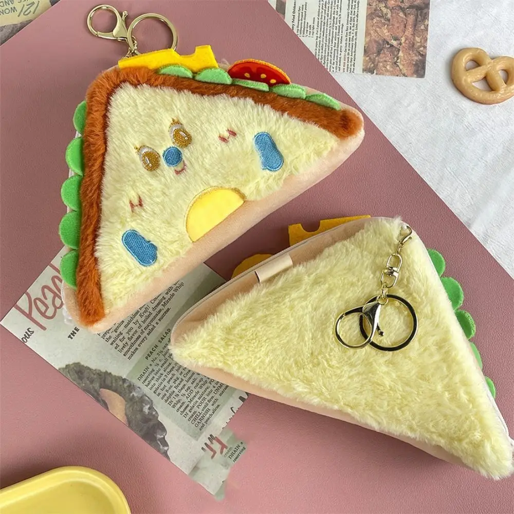 Bolsa de almacenamiento creativa de sándwiches y hamburguesas, Bolso pequeño de felpa portátil de princesa, billetera Kawaii Zero de dibujos animados para niñas