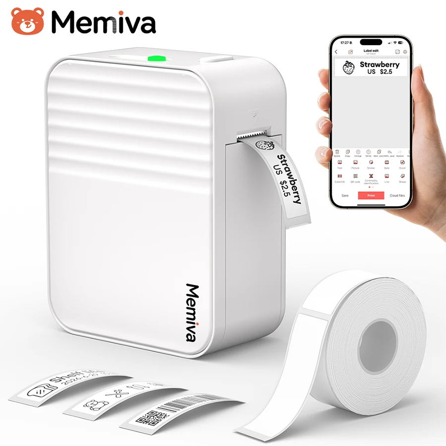 Memiva A1 Thermal Label Printer Mobile Wireless Bluetooth Similar as Marklife P15 P12 Mini Label Printer For Office Home Tags