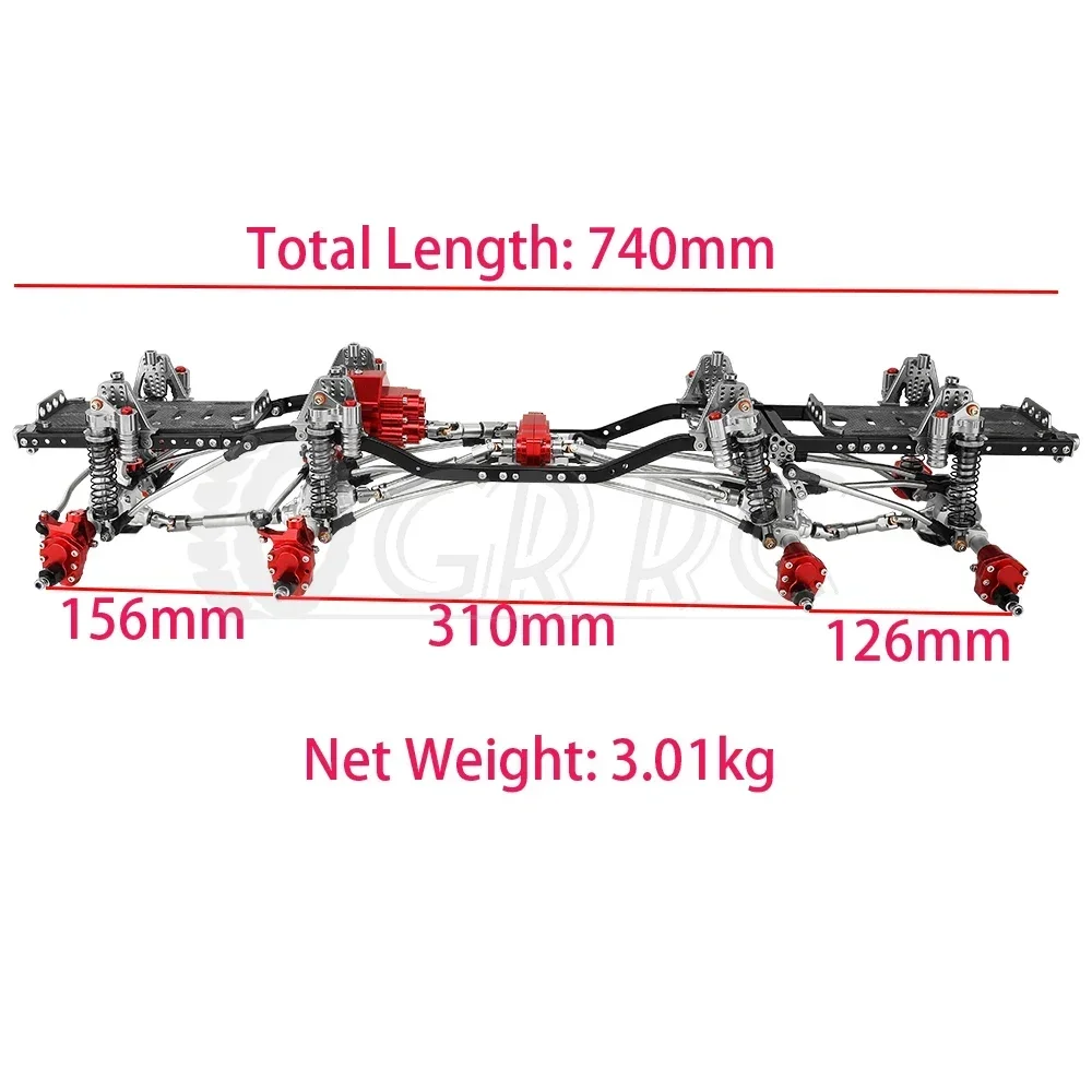 Metall verbesserte 8x8 RC Auto Chassis Rahmen mit 2 vorderen Lenkportal Achsen Getriebe DIY für Axial SCX10 II 1/10 RC Crawler Auto