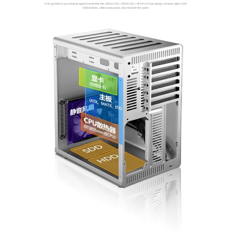 

RM2 Computer Case Support ATX Motherboard Power Supply USB3.0 Home Media Aluminum Chassis
