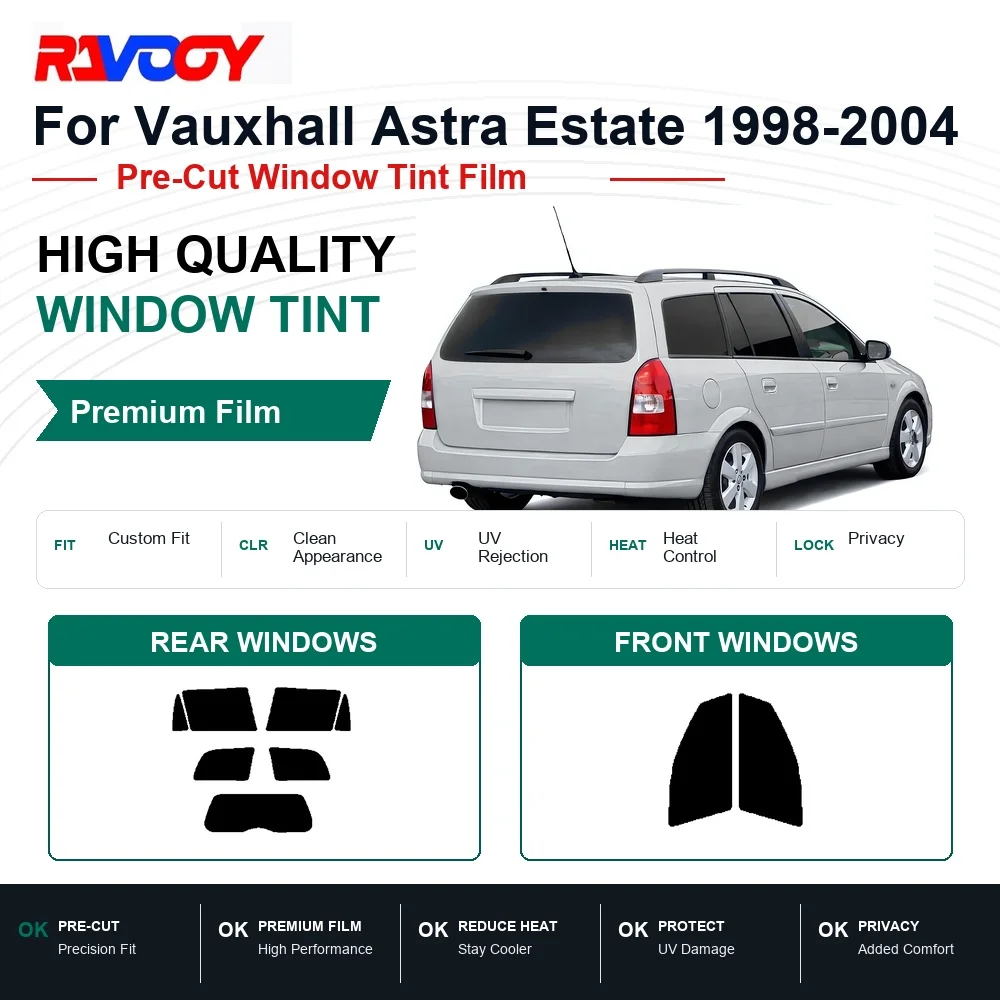 Premium Pre-Cut Window Tint For Vauxhall Astra Estate 1998-2004 Front & Rear Windows UV Heat Rejection Privacy Film