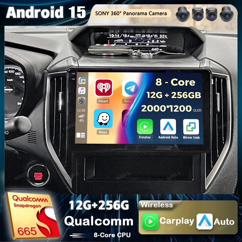 Android 15 Qualcomm For Subaru Forester 5 2018 - 2021 Carplay Car Radio Multimedia Video Player Navigation GPS Stereo 360 Camera