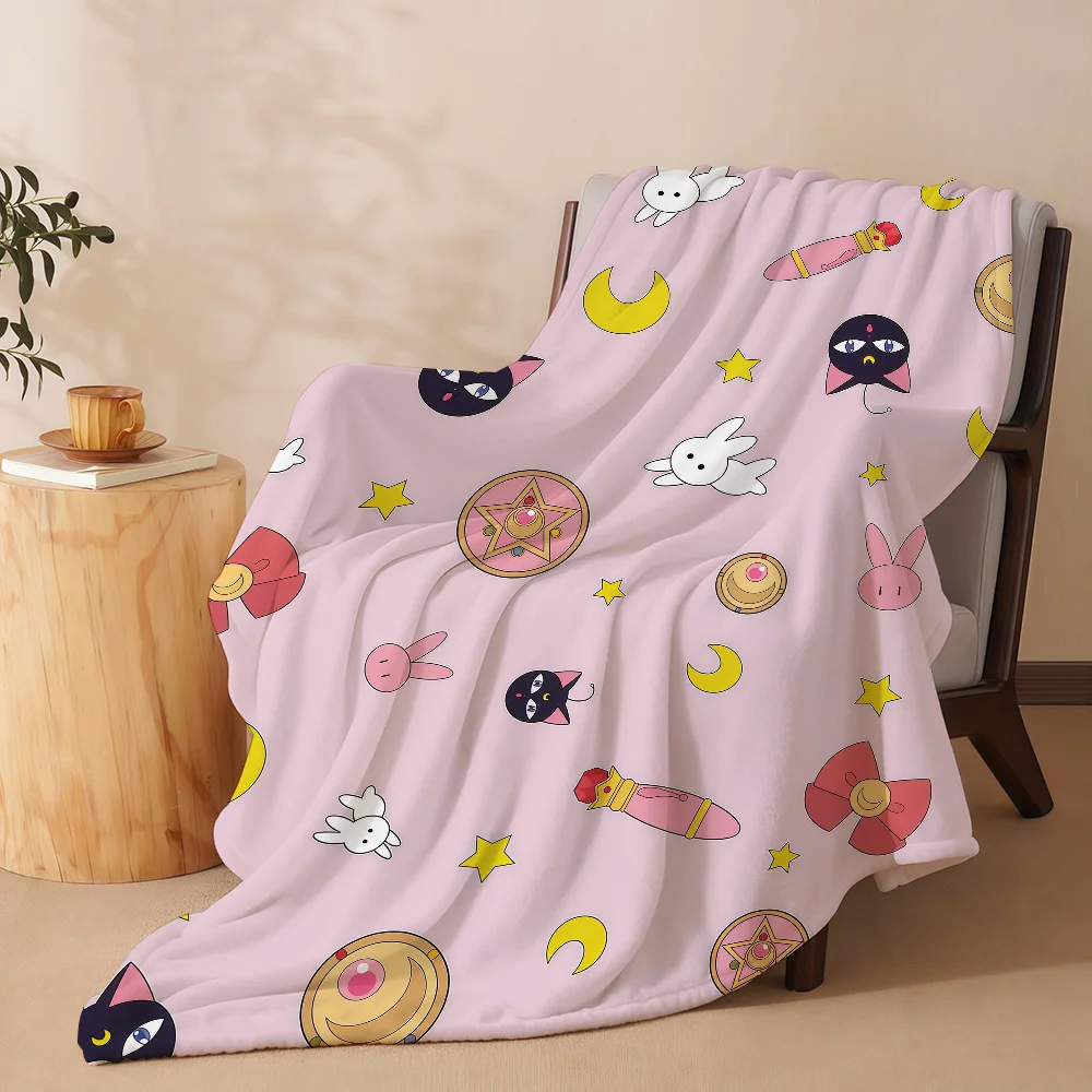 Hot M-Moon Luna Cat S-Sailor Blanket Soft Warm And Thick Perfect For Bedroom Living Room Bed Sofa Camping Picnic Office Gift