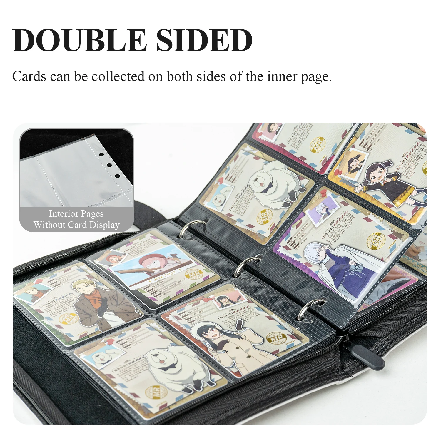 CARDFUN SPYxFAMILY CODE White Card Album 4 Pocket Card Binder with Sleeves 160 Double Sided Pocket PU Leather Cover