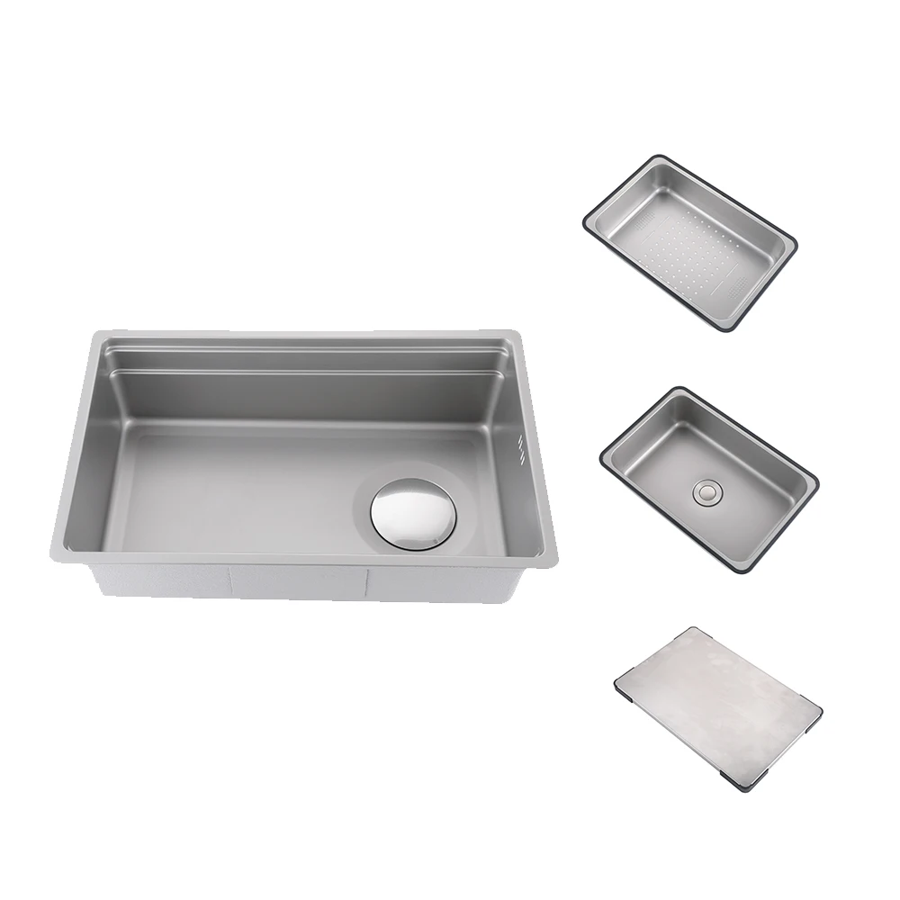 Factory Direct 2026 Kitchen Sink New Model SUS304 Stainless Steel Contemporary Design Counter Installation 3-5mm Thickness Large