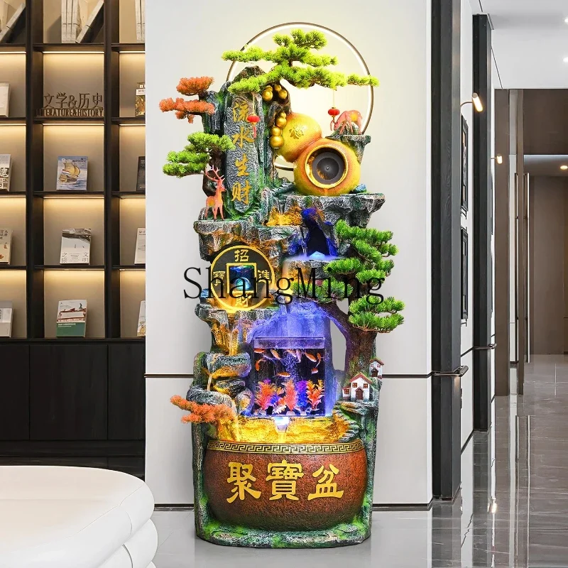 SM  water wealth ornaments feng shui wheel rockery fish tank housewarming opening auspicious fortune fountain water feature