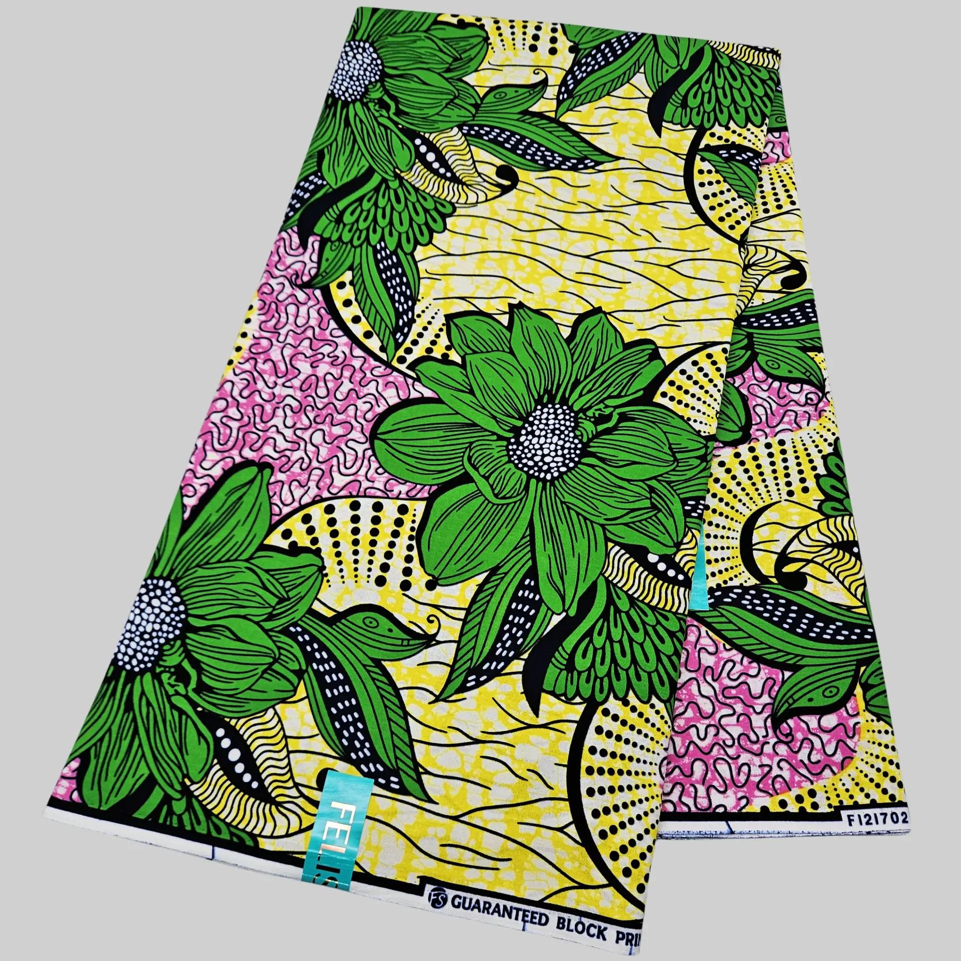 

Желто-розовая хлопчатобумажная ткань в африканском стиле с восковым батиком и зеленым цветочным принтом для шитья одежды своими руками, подушка для дивана, длина 6 ярдов, R2198