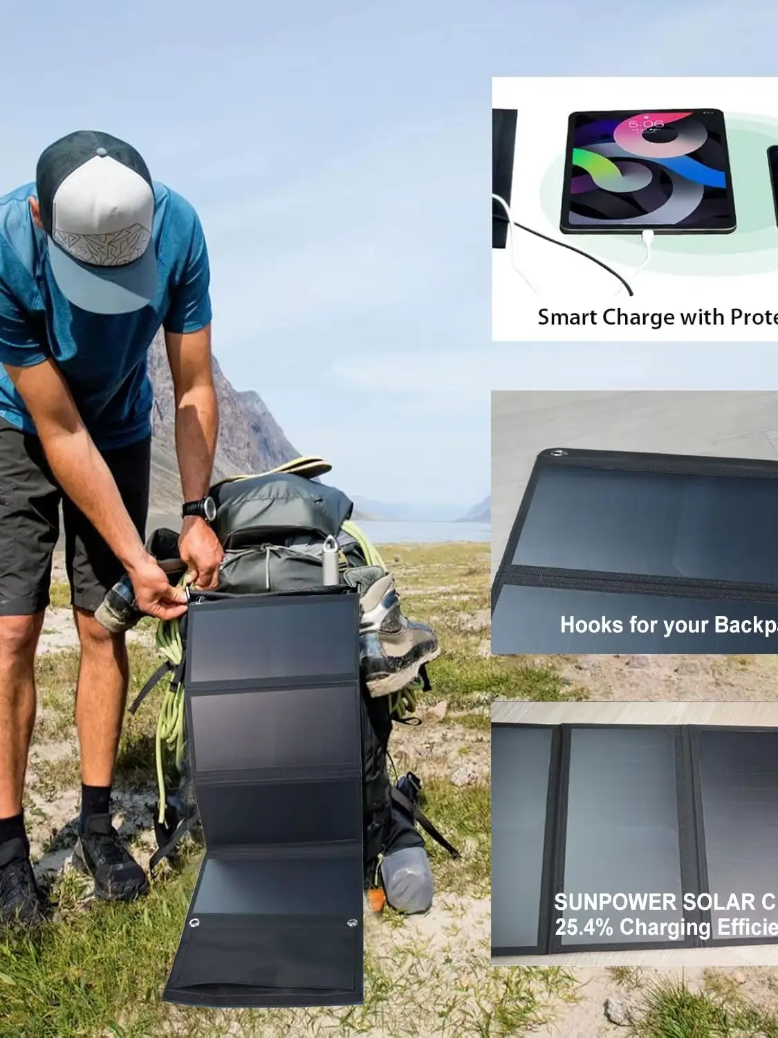 Portable Solar Panel 28W Rechargeable Solar Charger, Suitable for Mobile Phones, Small Power Banks