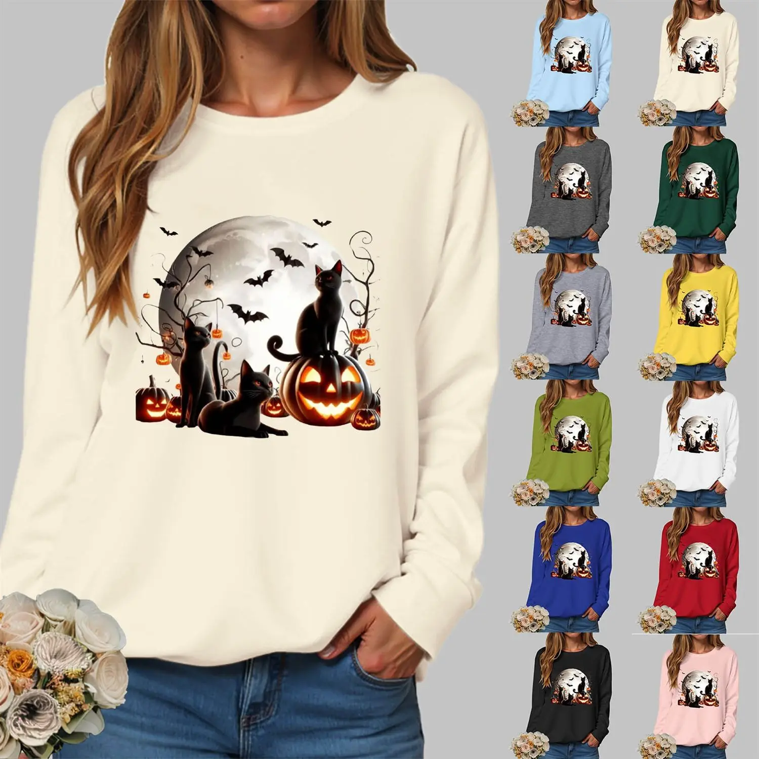 

Новая европейская и американская толстовка для Хэллоуина с круглым вырезом, свободная и повседневная толстовка с длинными рукавами с принтом Фабрика