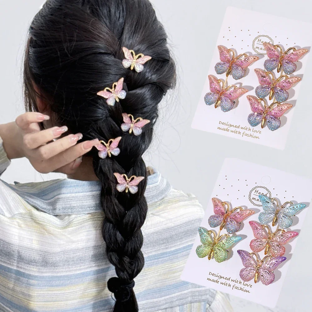 5PCS Sweet Stereoscopic Color Gradient Cute Baby Hairpins Kids Hair Clips Children Headwear Princess Barrette Girls Accessories