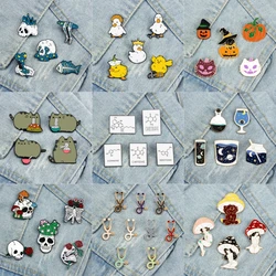 4-9pcs/set Medical Stethoscope Brooches Cartoon Fat Cats Goose Enamel Pin Punk Creative Halloween Starry Skull Bag Badge Jewelry