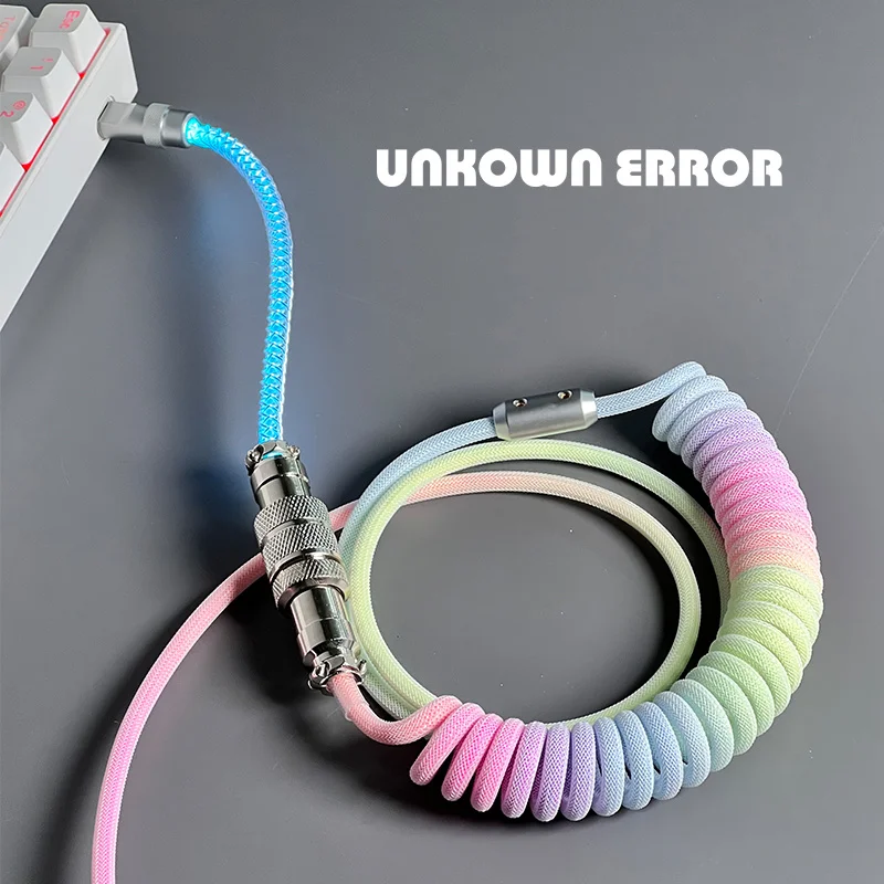 UNKNOWN ERROR Colorful Slow Flashing Rgb Customized Keyboard Cable Manual Spiral Telescopic Spring Cable Accessory Gifts