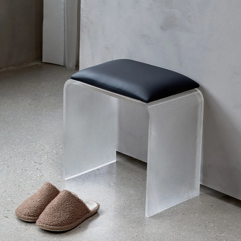 Light Luxury Cream Style Solid Wood Living Room Chair Simple Indoor Dining Coffee Table Shoe Changing Dressing Stool For Small