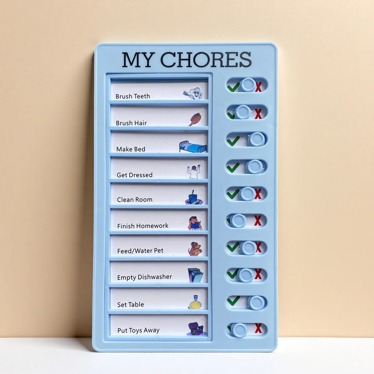 Multi-Kid ADHD-Friendly Chore Chart - Visual Checklist Board with Detachable Blank Cards for Kids' Routine Planning