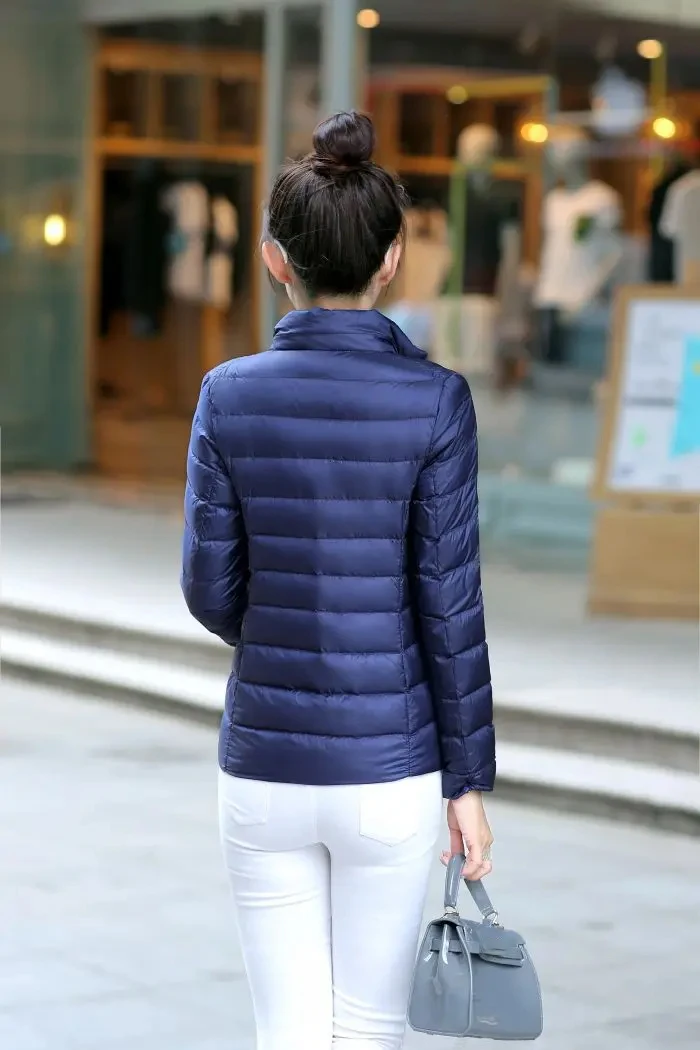 M-8XL White Duck Down Jacket for Women Winter Warm Down Coat Light Weight 2023 New Stand Collar Pocket Zipper Casual Outerwear