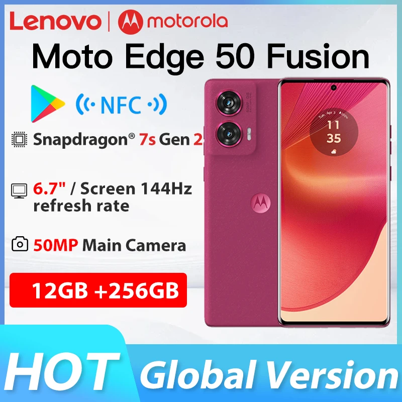 Глобальная версия Motorola Moto Edge 50 Fusion 5 г 6,7 дюйма Смартфон Snapdragon 7s Gen 2 65 Вт Быстрое зарядное устройство 50 МП Камера ESim