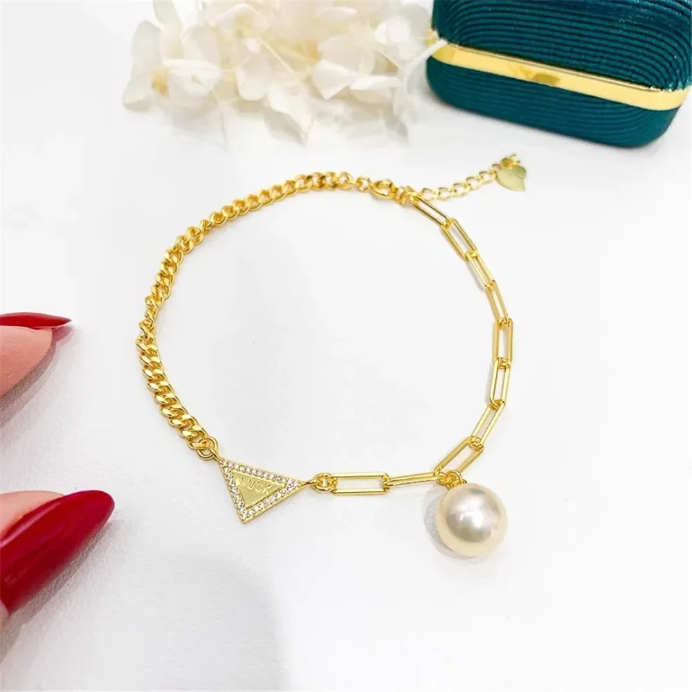 

DIY Pearl Accessories S925 Sterling Silver Bracelet Empty Holder Fashion Gold Silver Bracelet Fit 7-12mm Circle S114