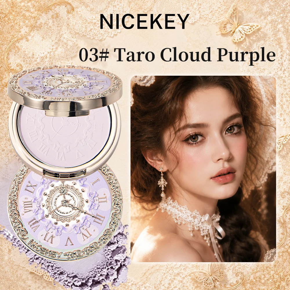 NICEKEY Face Pressed Powder Palette Silky Texture Nourishing Concealer Lasting Setting Powder Makeup Brightening Face Foundation