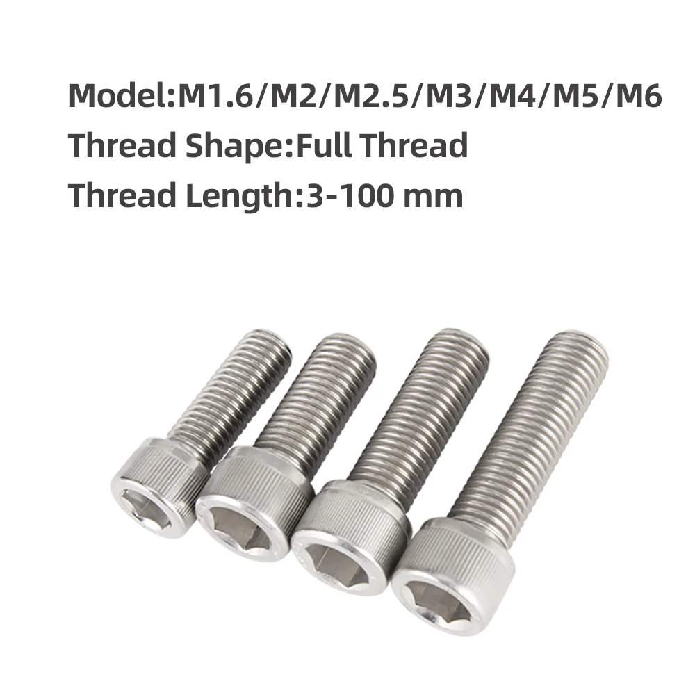 Parafuso de cabeça sextavada m1.6 m2 m2.5 m3 m4 m5 m6 m8 304 parafuso allen de aço inoxidável din912 parafuso sextavado com chave